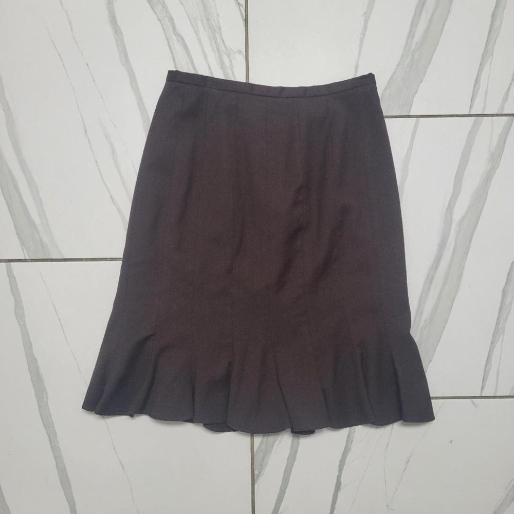Brown y2k  midi skirt with ruffled hem skirt